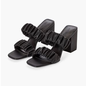 JustFab Gretchen Slip-On Heeled Black Sandals 9.5